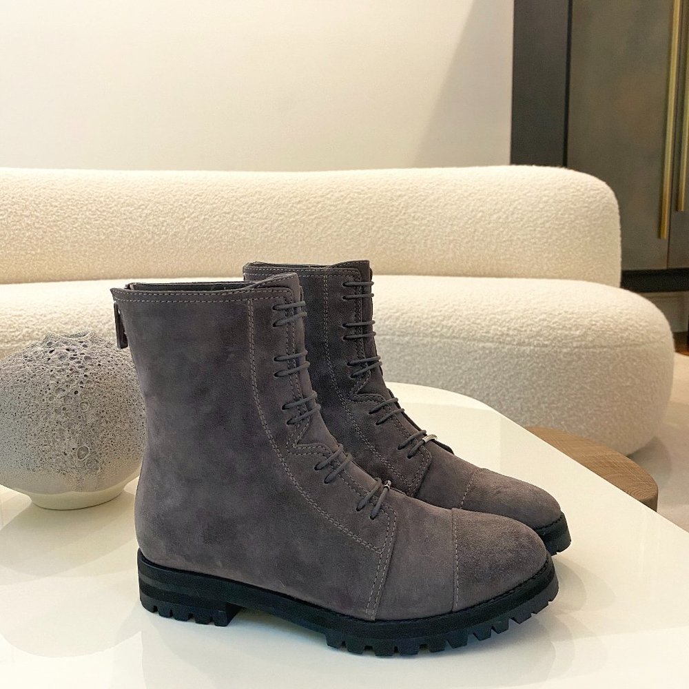 JIMMY CHOO BRAND NEW suede gray/charcoal combat boots size 38 (US 7.5)
